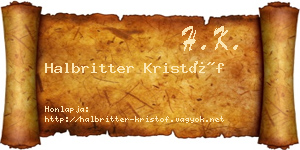 Halbritter Kristóf névjegykártya
